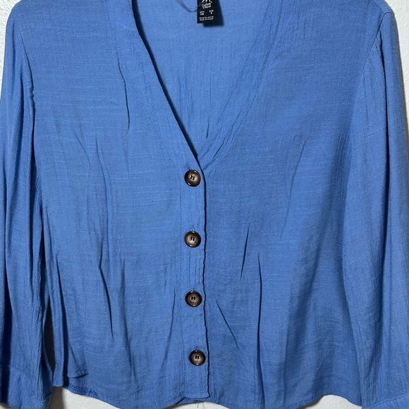 Cuidado Con El Perro Women Blue Button Down Blouse Size S. - Picture 4 of 7